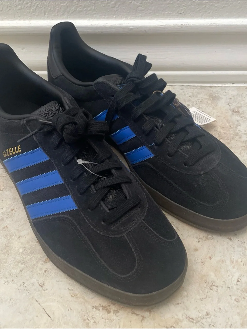 Adidas Men’s Gazelle Indoor Style JQ2692 Sz 12 Core Black Blue/Gum Sneakers